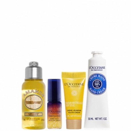 Trousse Les Icône de l’Occitane Reset Nuit +Crème immortelle Divine +Huile Douche Amande +Crème Mains Karité