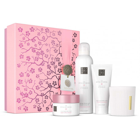 Coffret M Ritual of Sakura Mousse Douche +Creme Corps +Gommage +Bougie